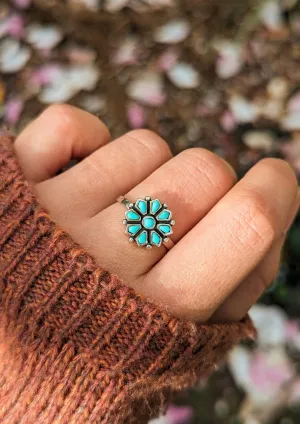 Nia Western Style Turquoise Silver Ring