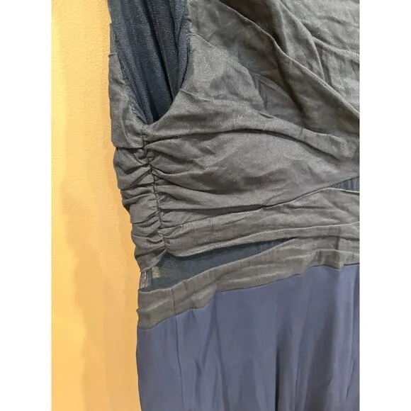 Nicole Miller Artelier Vintage Chiffon One Shoulder Blue Ombre Dress Size 4