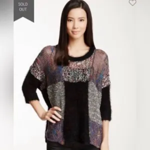 NWT ShuShu Patchwork Shag Sweater size L/ XL