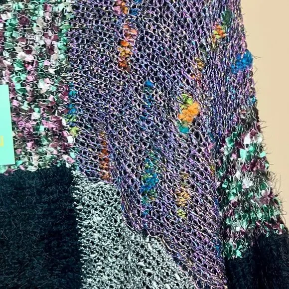 NWT ShuShu Patchwork Shag Sweater size L/ XL