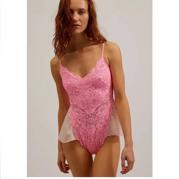 NWT We are HAH/Free People Maid To Wear Bodysuit Rose Quartz Size S