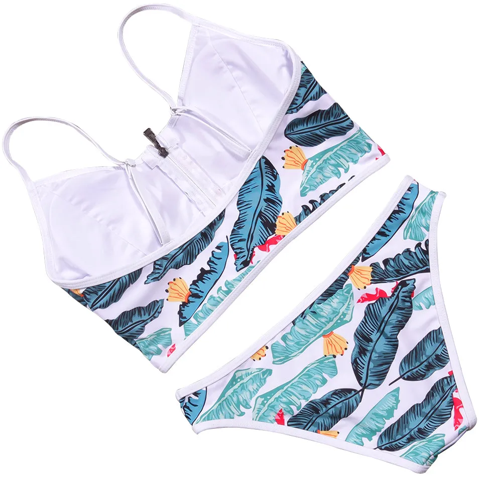 Nyree Floral Thong Zipper Bikini