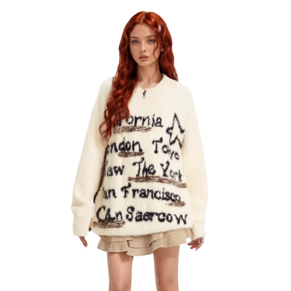 OOC' High Street Neutral Style Lettering Sweater