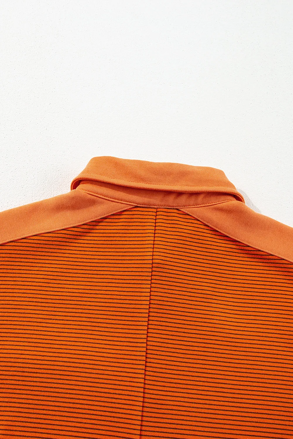 Orange Exposed Seam Puff Sleeve Henley Sweatshirt
