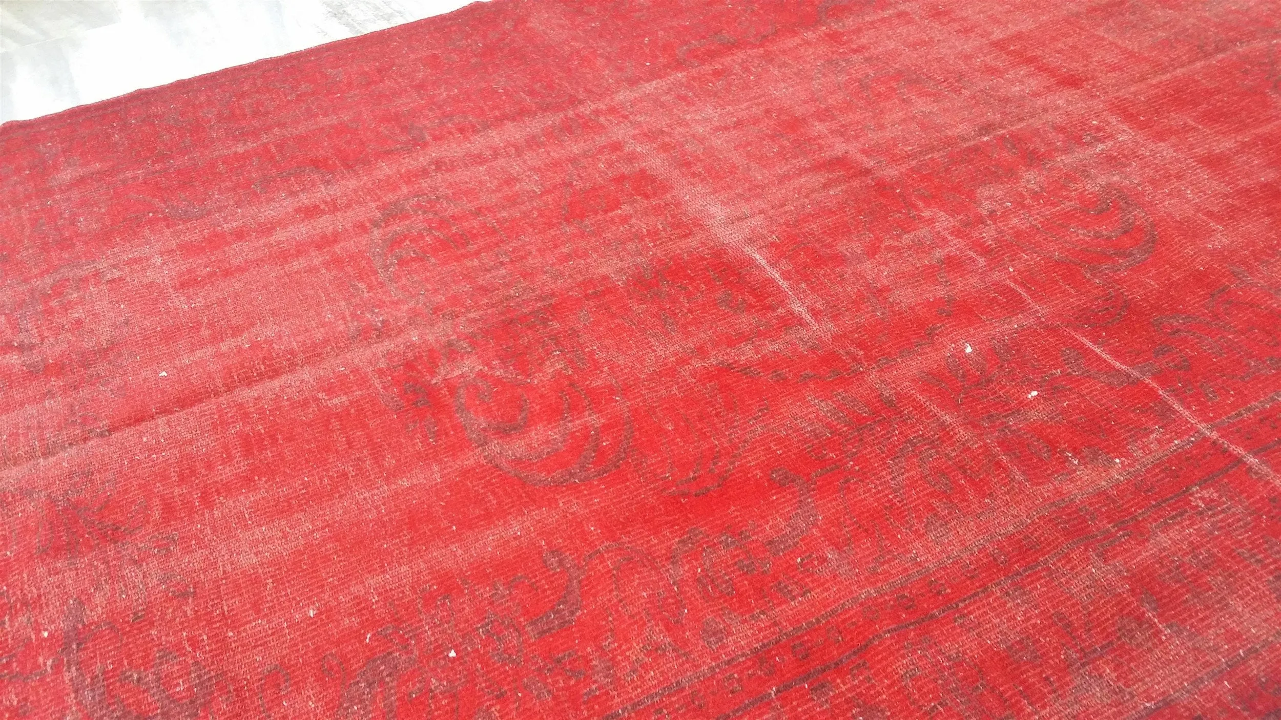 Overdyed Red Turkish Rug, Recycled Vintage Rug, 9'3"x6'2"