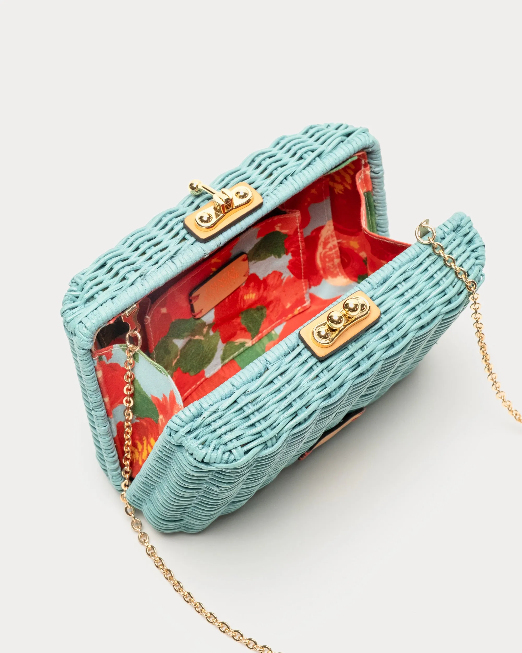 Paige Wicker Clutch - Light Blue