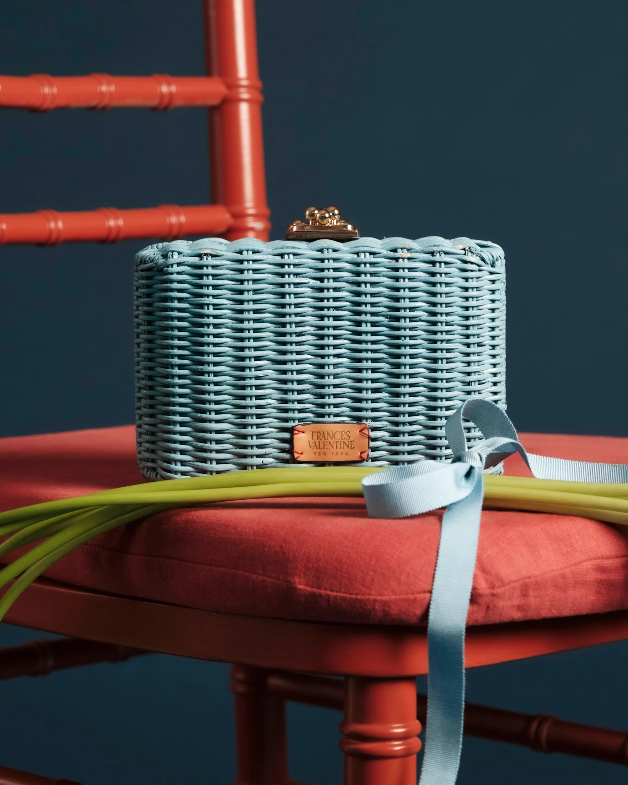 Paige Wicker Clutch - Light Blue
