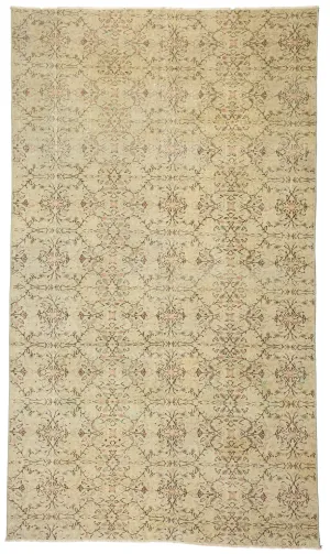 Pale Turkish Rug, Distressed Oushak Rug 7'1"x4'2"