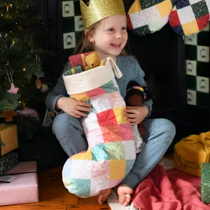 Pastel Patchwork Quilted Christmas Stocking