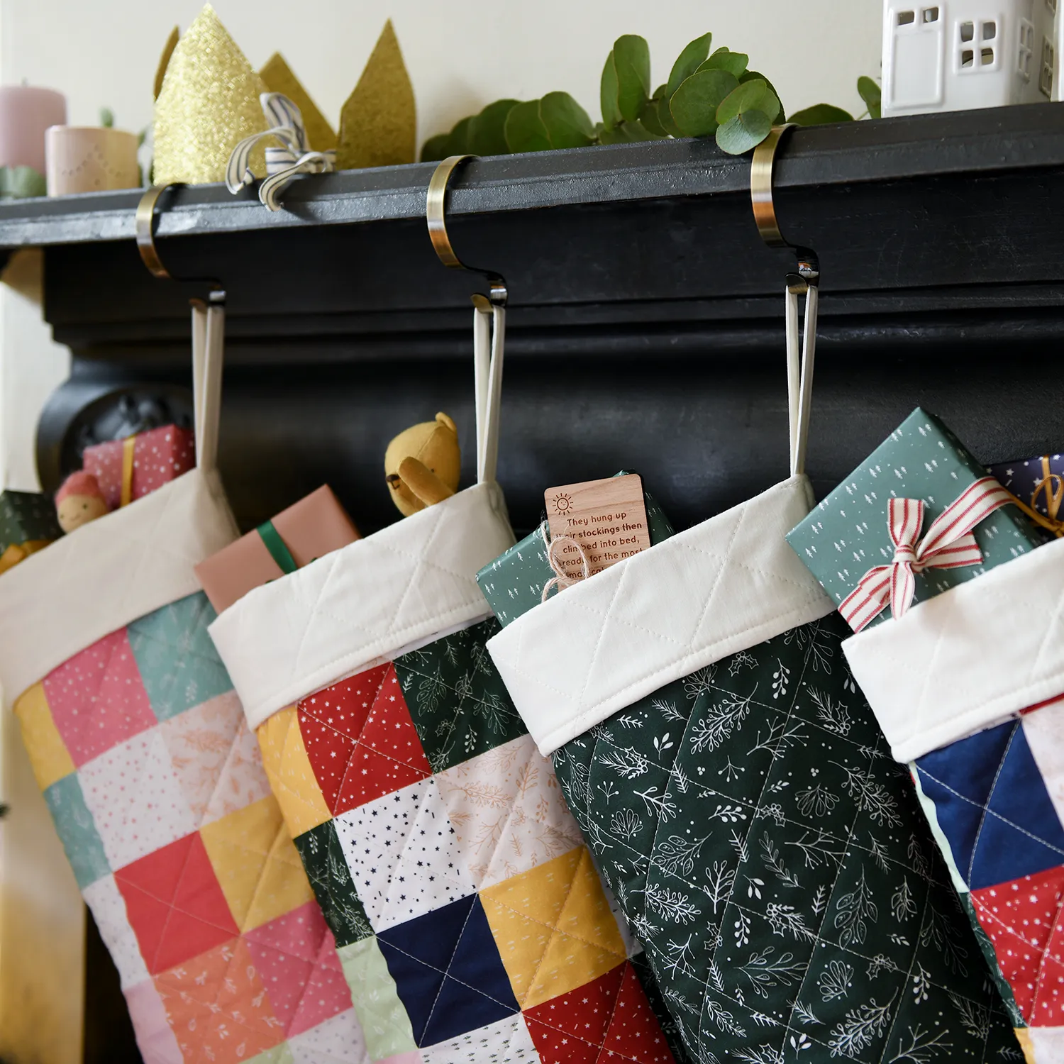 Pastel Patchwork Quilted Christmas Stocking
