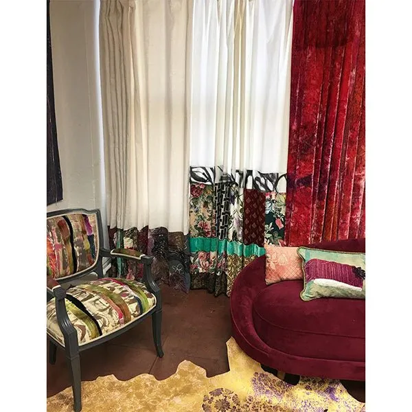 Patchwork Border Curtains - Color Block Curtains - Set of 2
