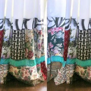 Patchwork Border Curtains - Color Block Curtains - Set of 2