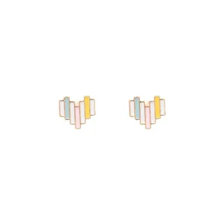 Patchwork Heart Enamel Post Stud Earring Children's Jewelry