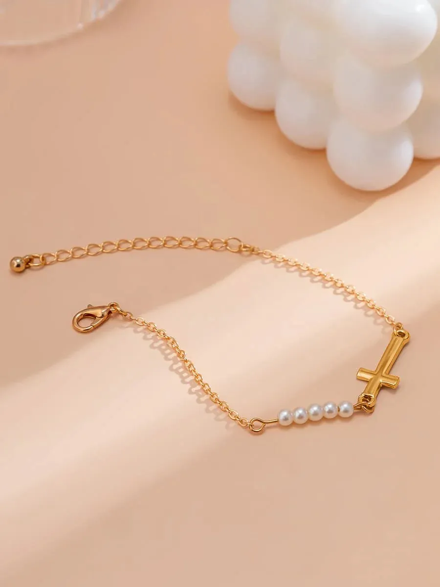 Pearl Cross Bracelet
