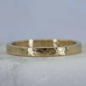 Personalized rustic hammered 14k gold ring