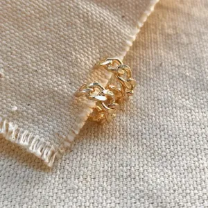 Petite Cuban Link Chain C-Hoop Earrings