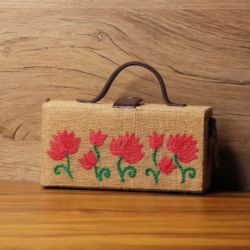Pichwai Hand Embroidered Clutch Bag (jute bag)