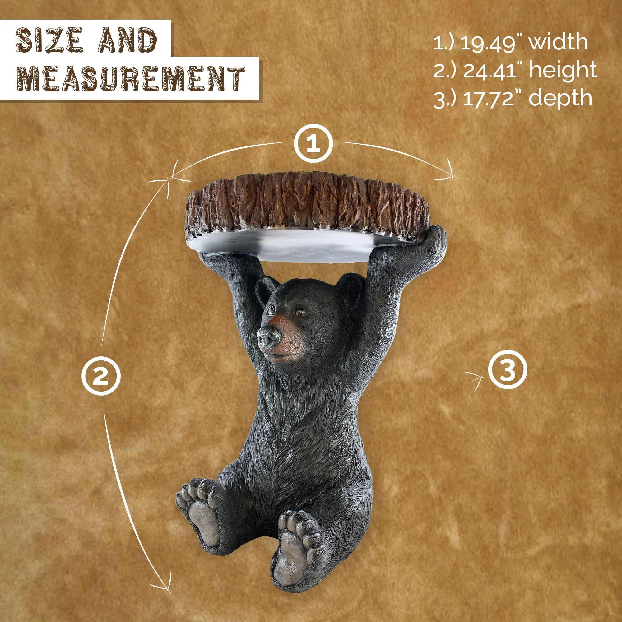 Pine Ridge Black Bear Table - 24" Tall Beautifully Hand-painted and Crafted Life-like Intricate Bear Polyresin For Nature and Wildlife Lovers, Hunters and Outdoorsman - Great For Arts and Crafts