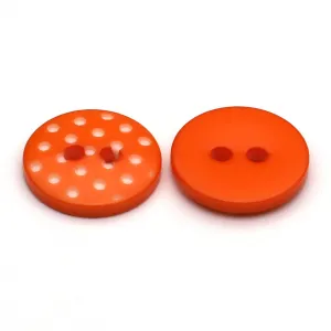 Plastic Button Orange & White