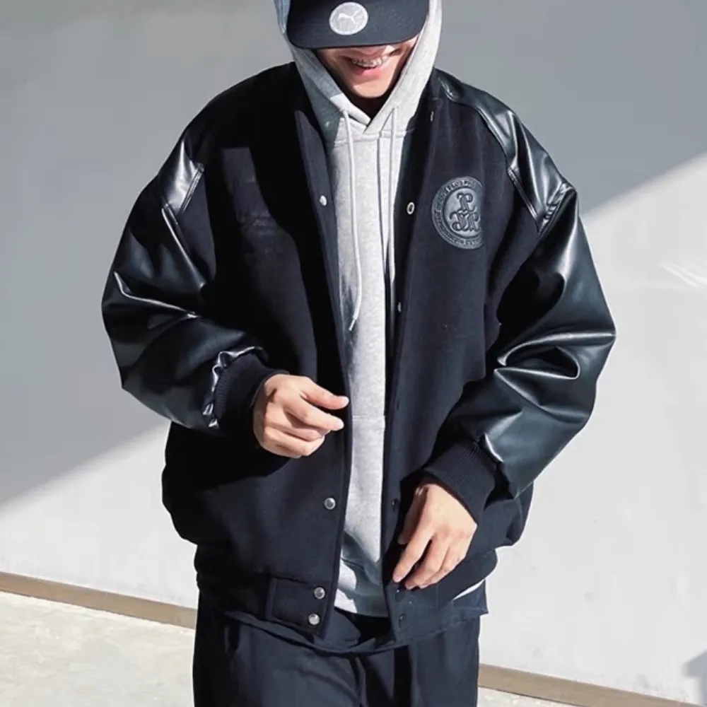 Plus Size Loose Baseball Jacket