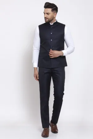 Poly Blend Blue Vest and Trouser Set