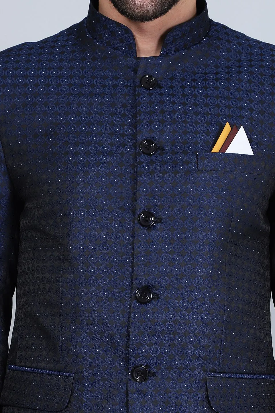 Poly Viscose (BY RAYMOND'S ETHNIC) Blue Bandhgala