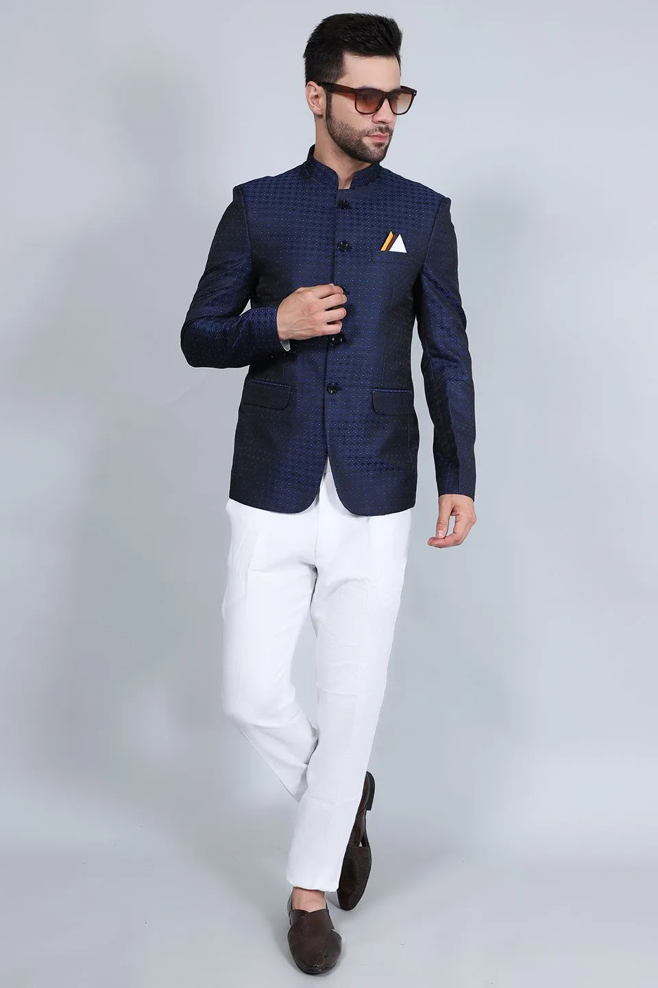 Poly Viscose (BY RAYMOND'S ETHNIC) Blue Bandhgala