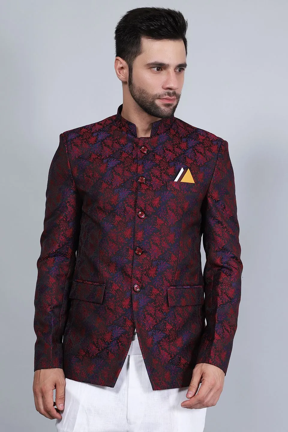 Poly Viscose (BY RAYMOND'S ETHNIC) Red Bandhgala
