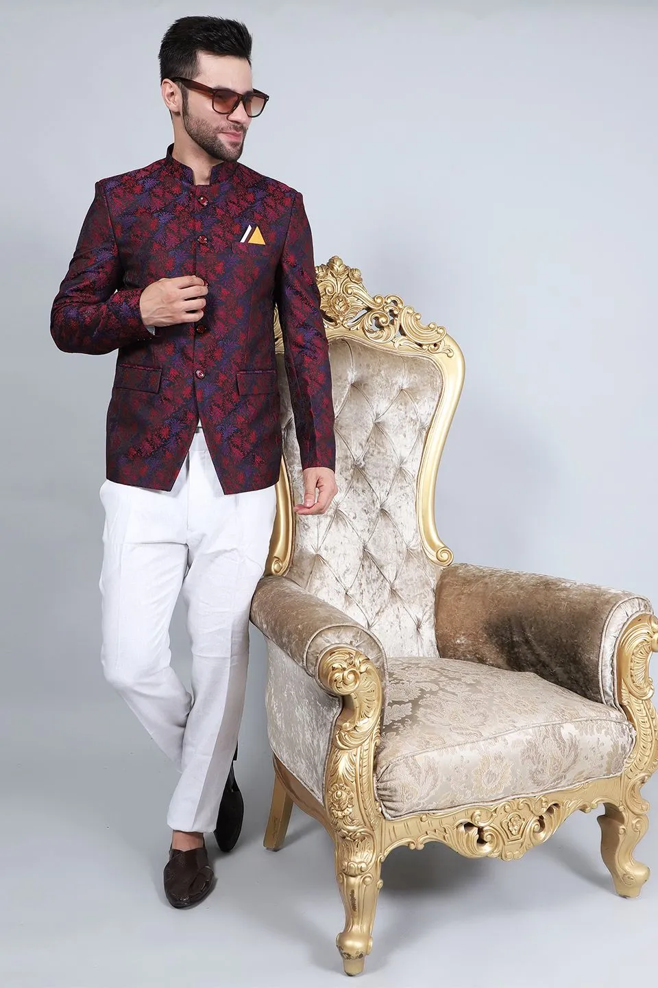 Poly Viscose (BY RAYMOND'S ETHNIC) Red Bandhgala