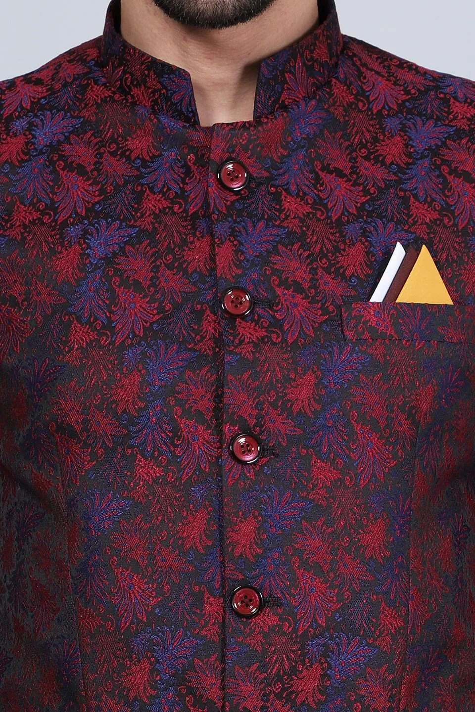 Poly Viscose (BY RAYMOND'S ETHNIC) Red Bandhgala