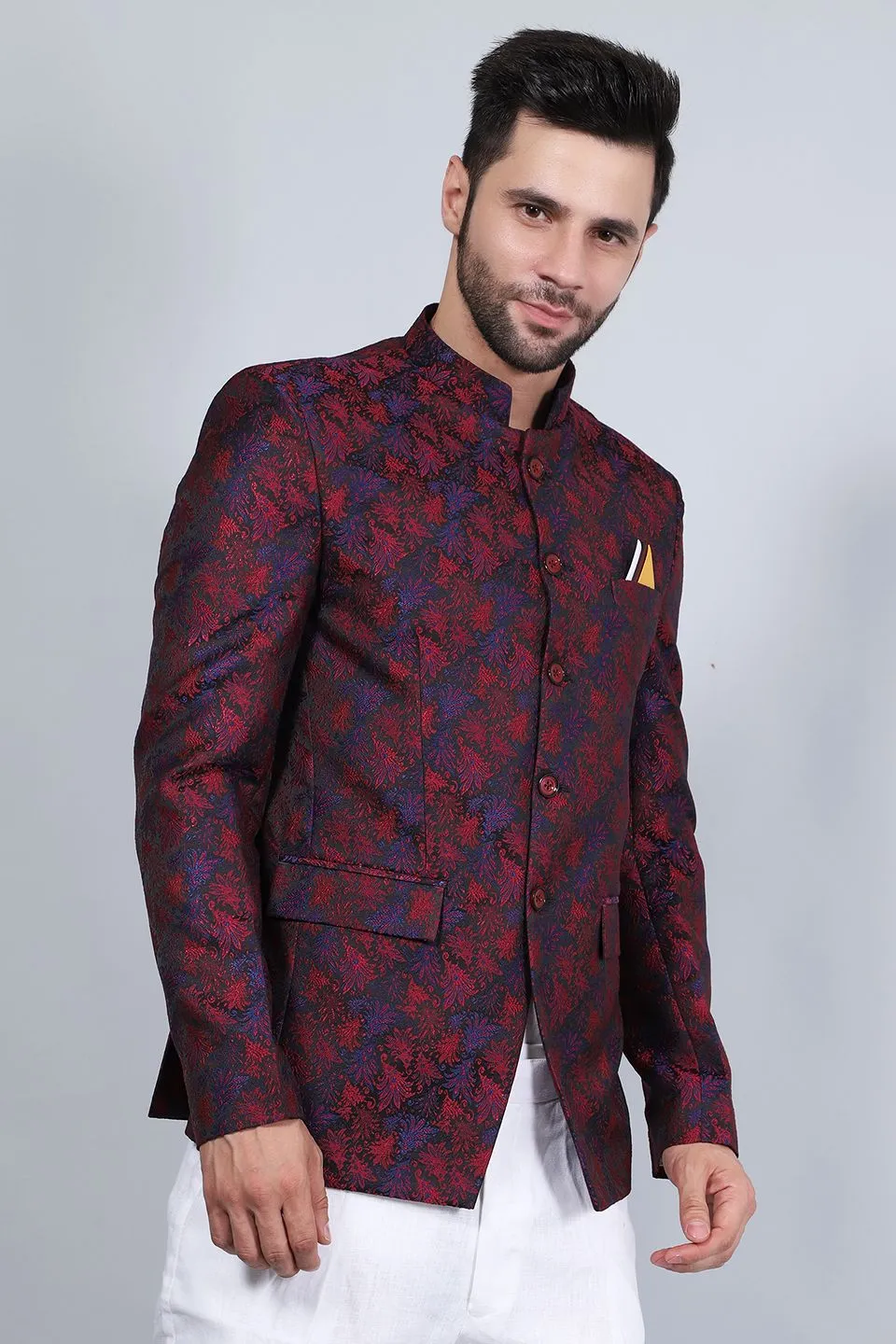 Poly Viscose (BY RAYMOND'S ETHNIC) Red Bandhgala