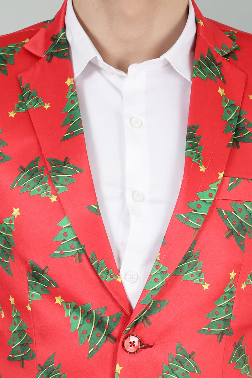Polyester Christmas Red Blazer