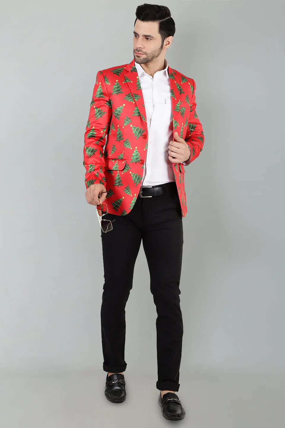 Polyester Christmas Red Blazer