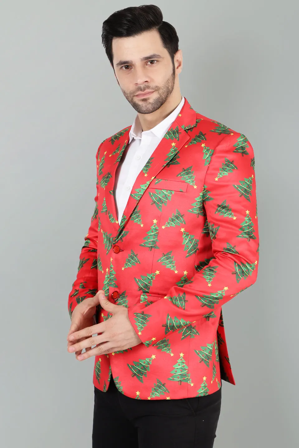 Polyester Christmas Red Blazer