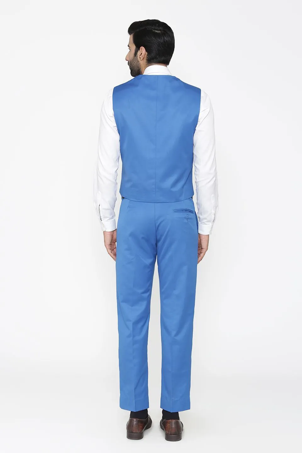 Polyester Cotton Blue Vest and Pant Set