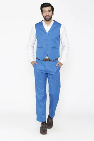 Polyester Cotton Blue Vest and Pant Set