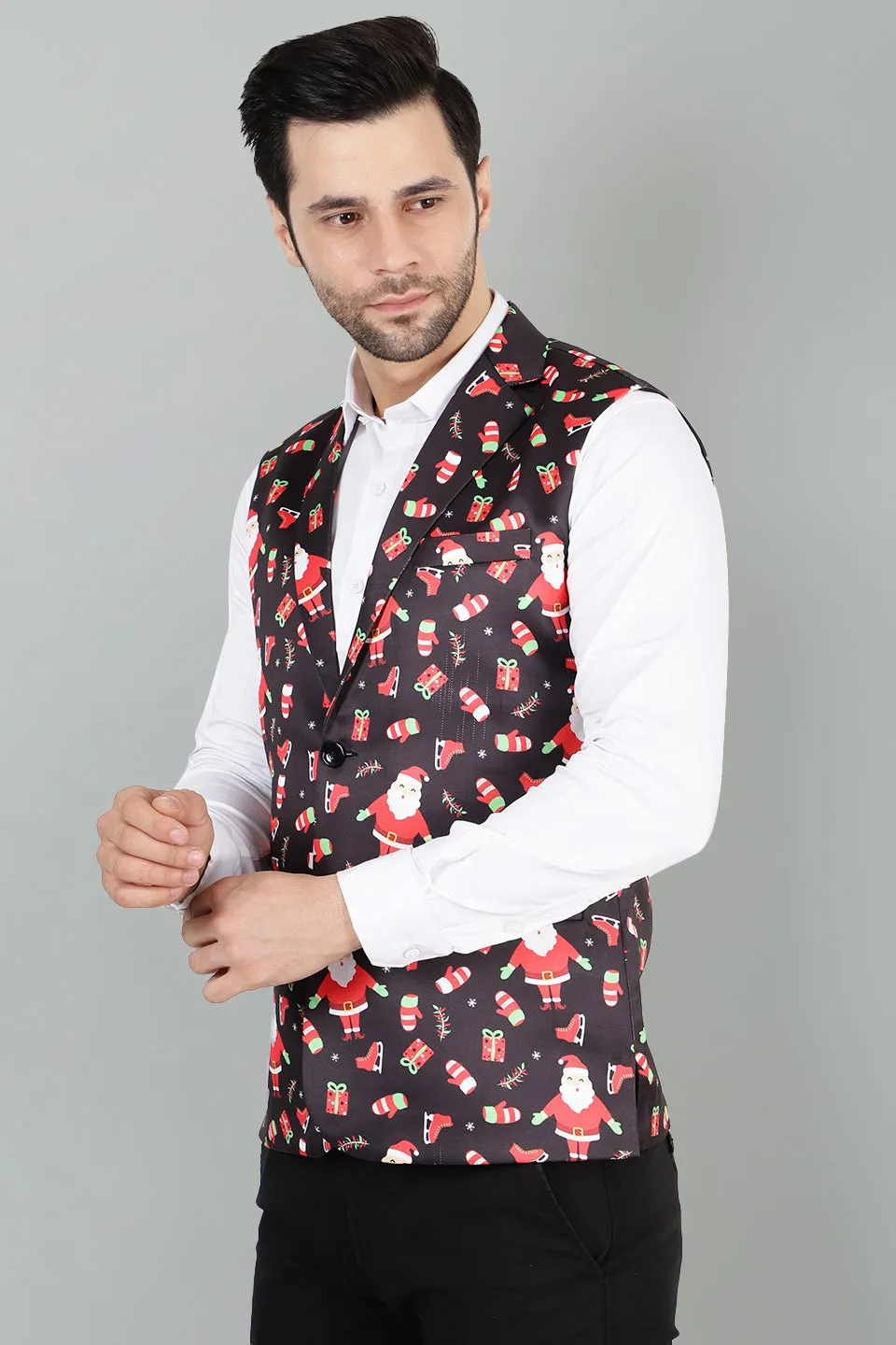 Polyester Cotton Christmas Multicolor Jacket Vest Waistcoat