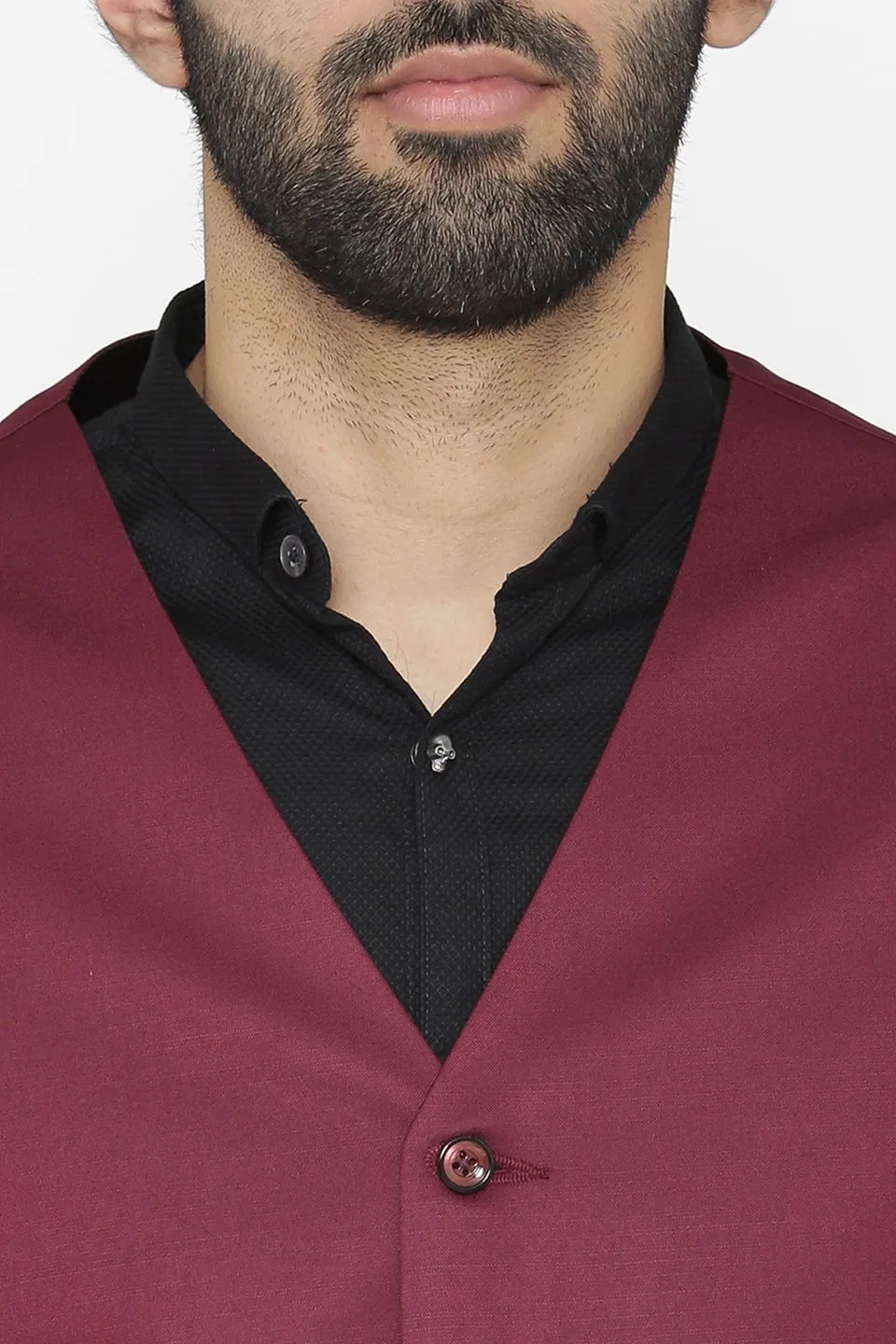 Polyester Cotton Purple Vest and Pant Set
