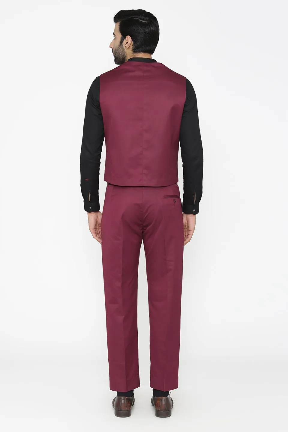 Polyester Cotton Purple Vest and Pant Set