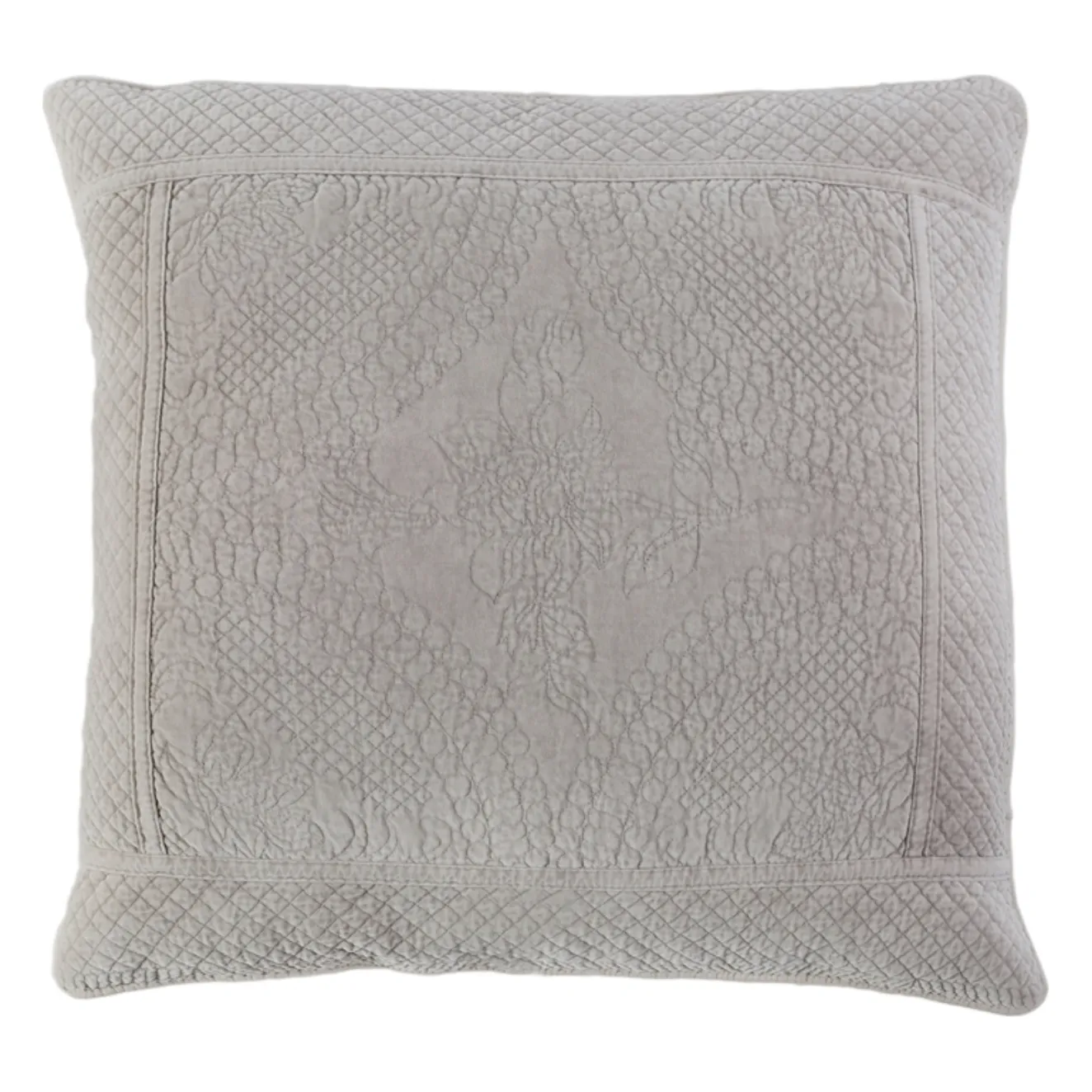 Pom Pom at Home Marseille Taupe Cotton Velvet Diamond Quilted Coverlet and Euro Shams ~ Available in Queen and King Sizes