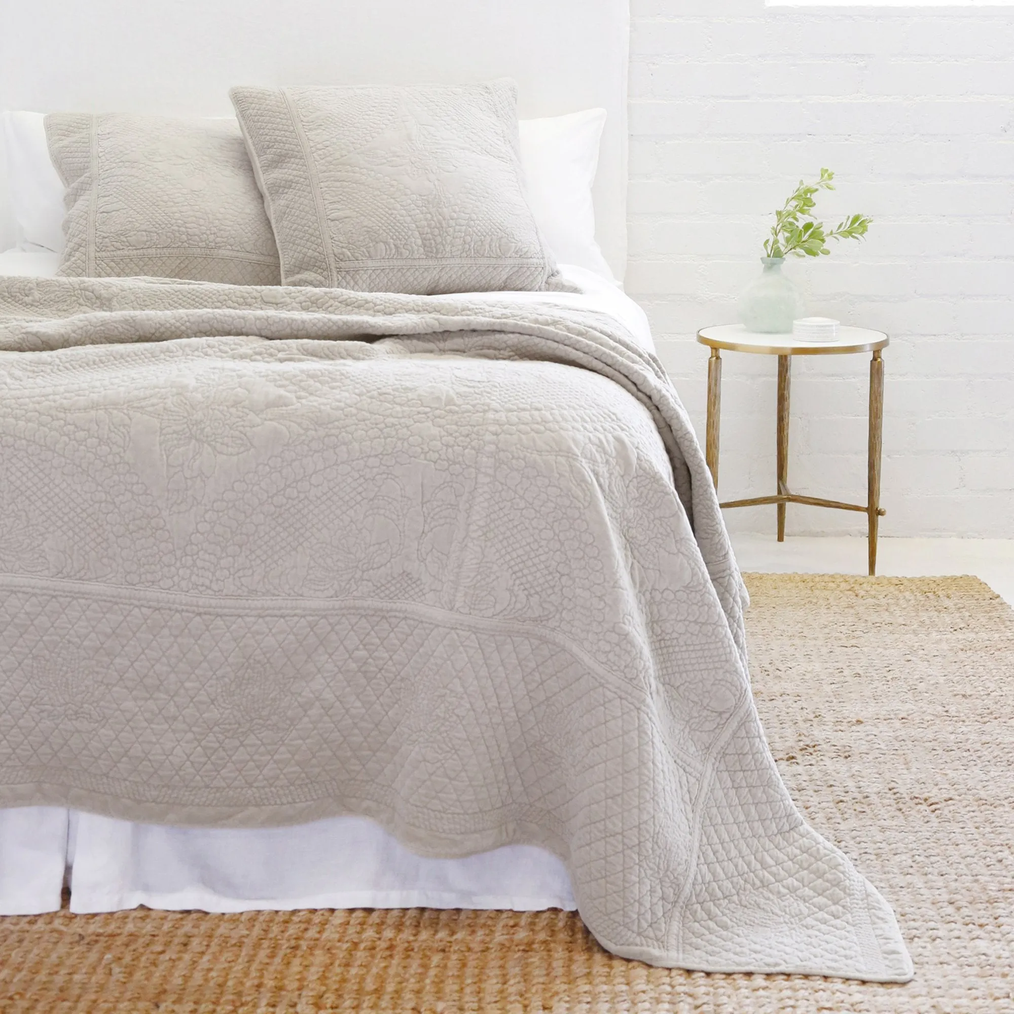 Pom Pom at Home Marseille Taupe Cotton Velvet Diamond Quilted Coverlet and Euro Shams ~ Available in Queen and King Sizes