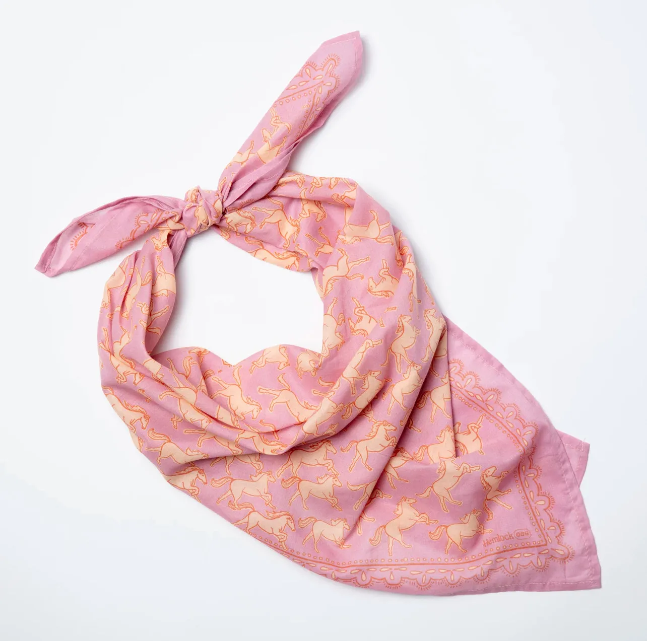 Premium Pink Horses Bandana - Large