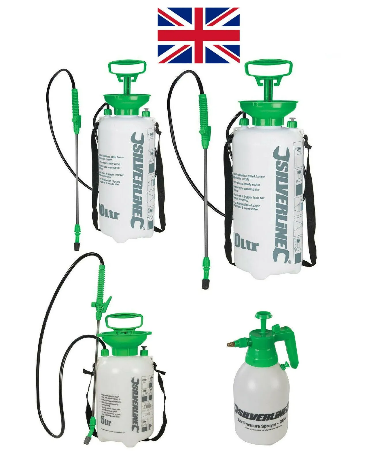 Pressure Sprayer 2L 5L 8L 10L Spraying Garden Lawn Feed Fertiliser Weed Killer