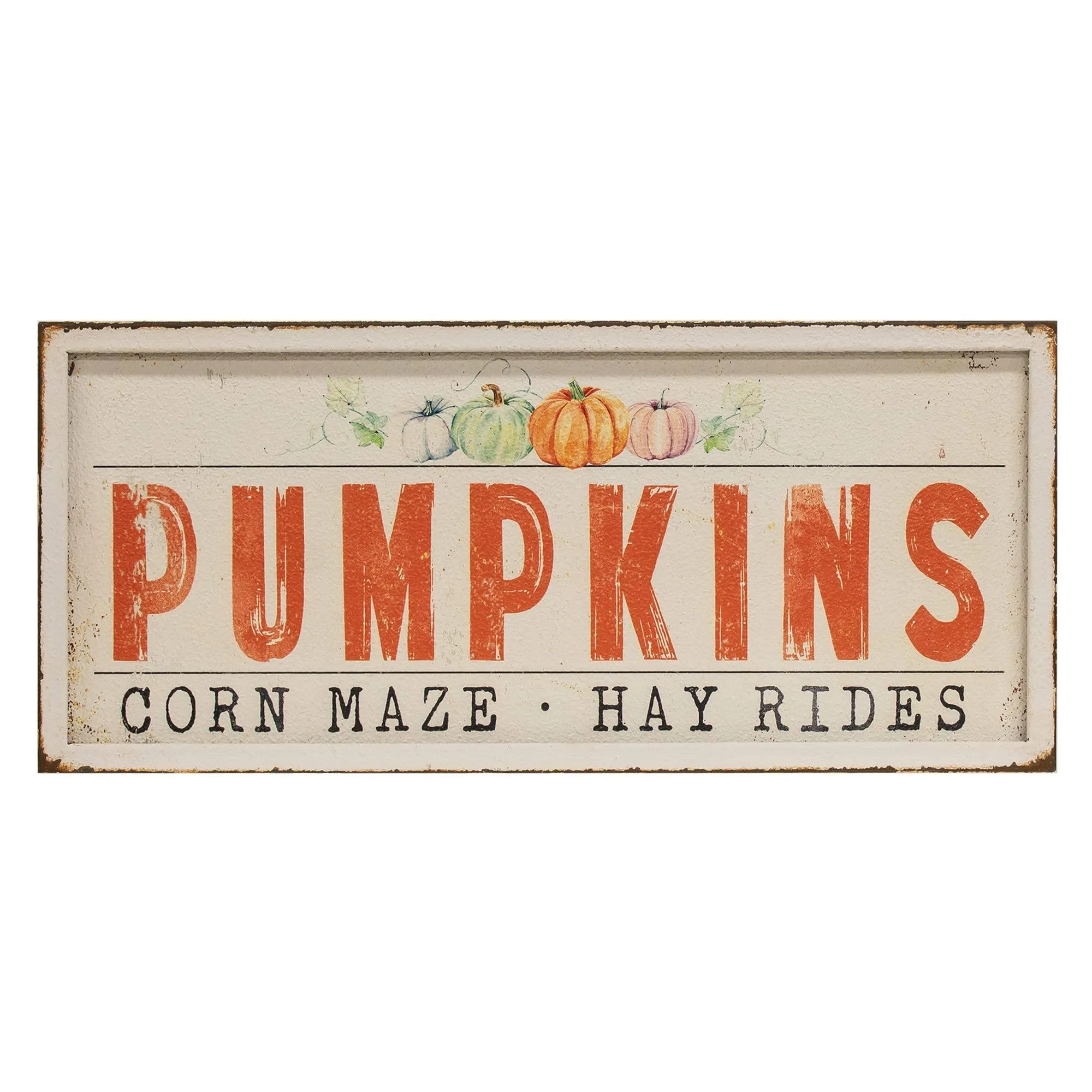 Pumpkins Corn Maze Hayrides Metal Sign