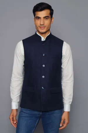 Pure Linen Blue Modi Nehru Jacket