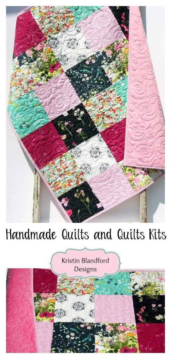 Quilt to Make, Floral Fabrics, Modern Quilt Pattern, Soft Minky, Beginner Sewing Project, Baby Girl Toddler Modern, Shower Gift Ideas, DIY