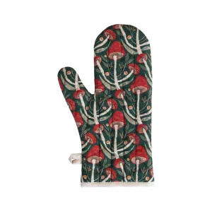 Quilted Cotton Oven Mitt w/ Mushrooms Pattern