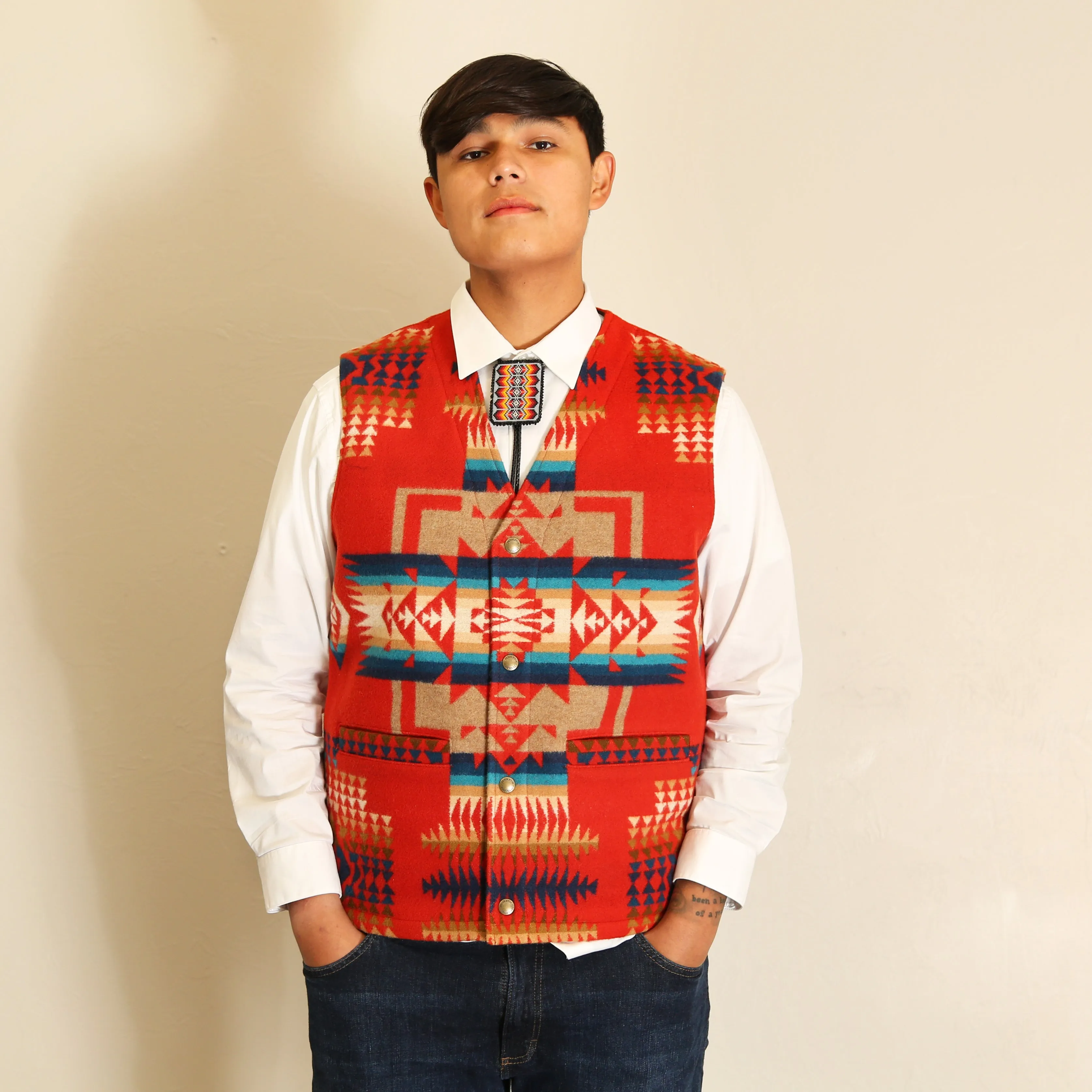 Quilted Snap Chief Joseph Red Vest