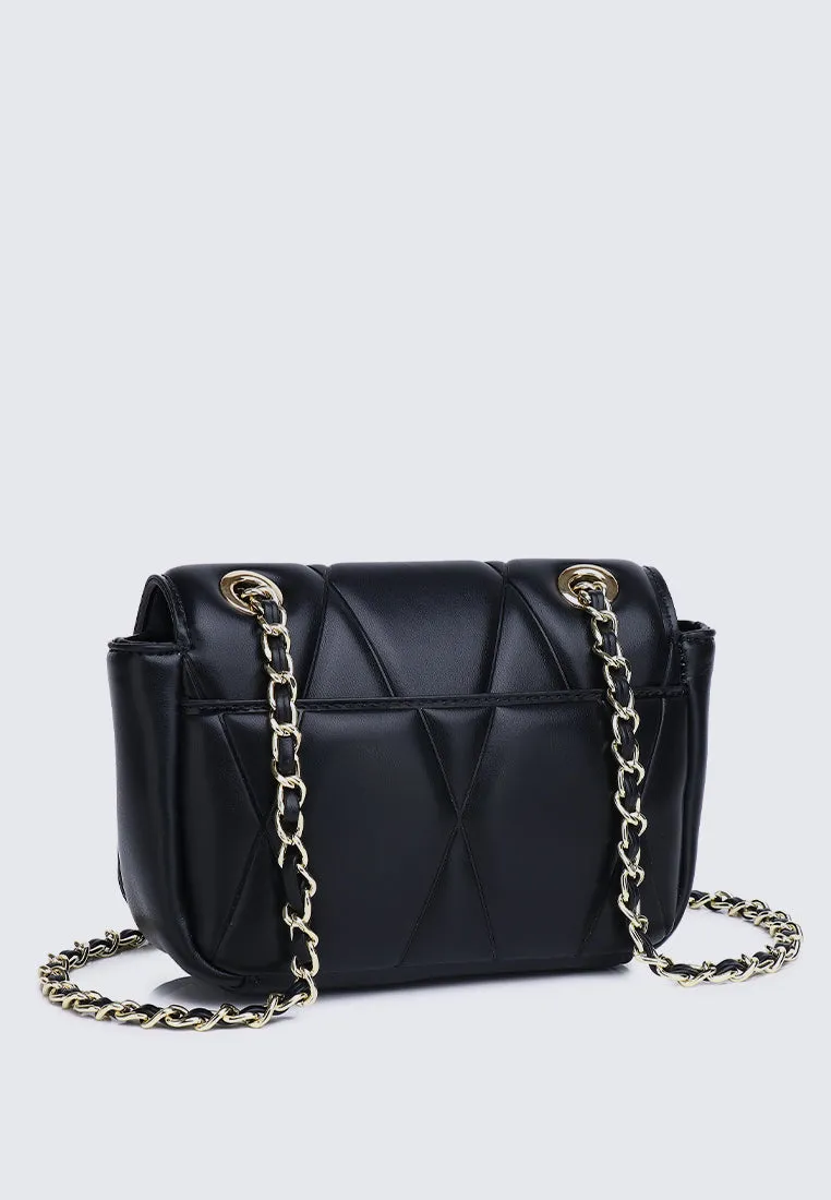 Raina Quilted Chain Strap Bag (Black)