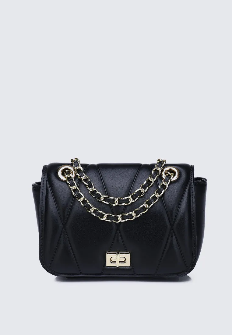 Raina Quilted Chain Strap Bag (Black)